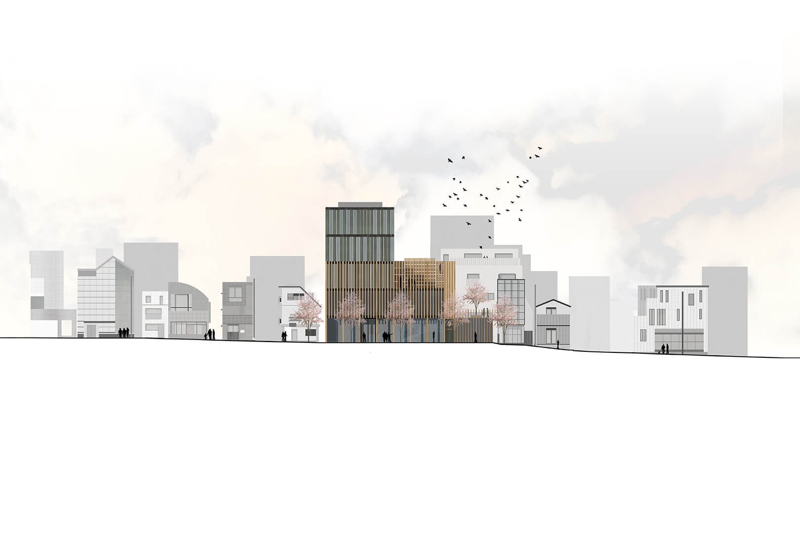 Tokyo Project Plus Architecture Front Elevation Transparent Ground